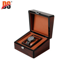 DS High glossy Single Watch Box Luxury Wooden Gift Box For Watch With Front Lock Burl Wood Grain Watch Box